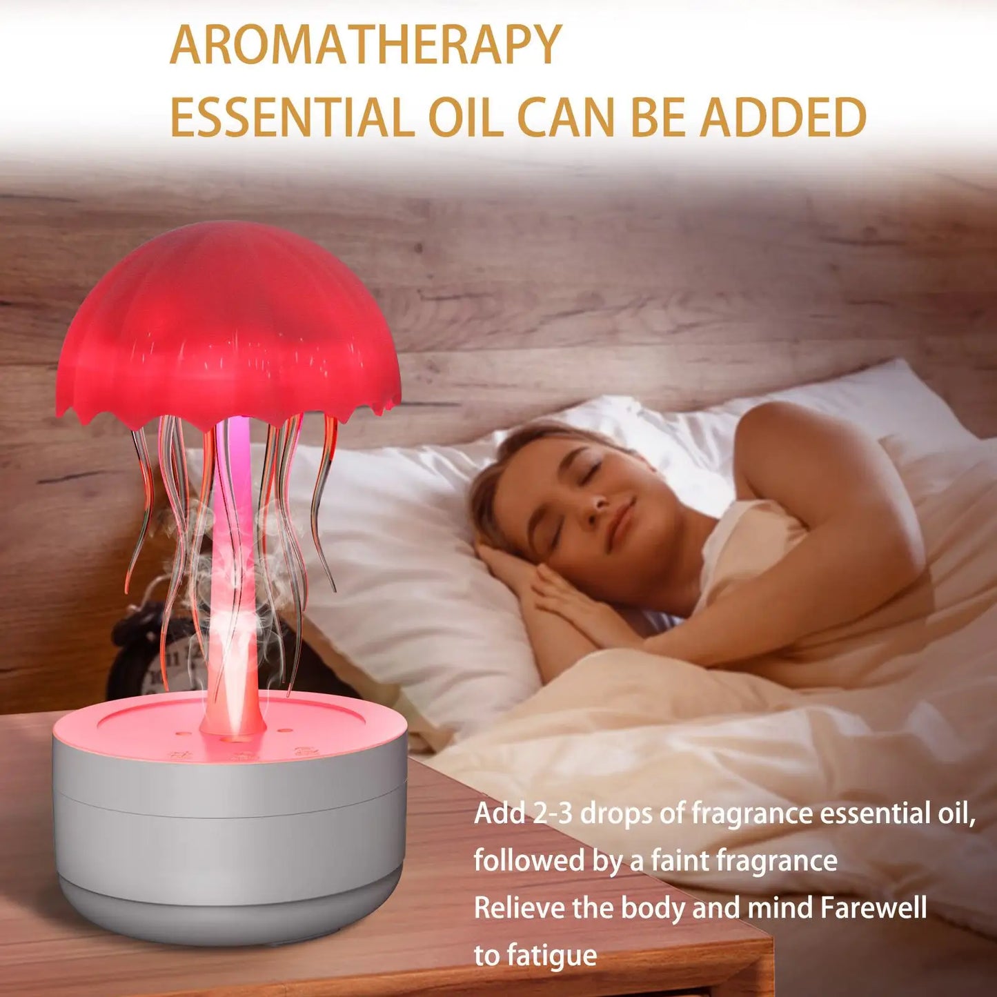 Humidificateur d'air USB à méduses, diffuseur d'arôme, purificateur, pulvérisateur de brume, veilleuse rotative colorée essentielle pour chambre à coucher