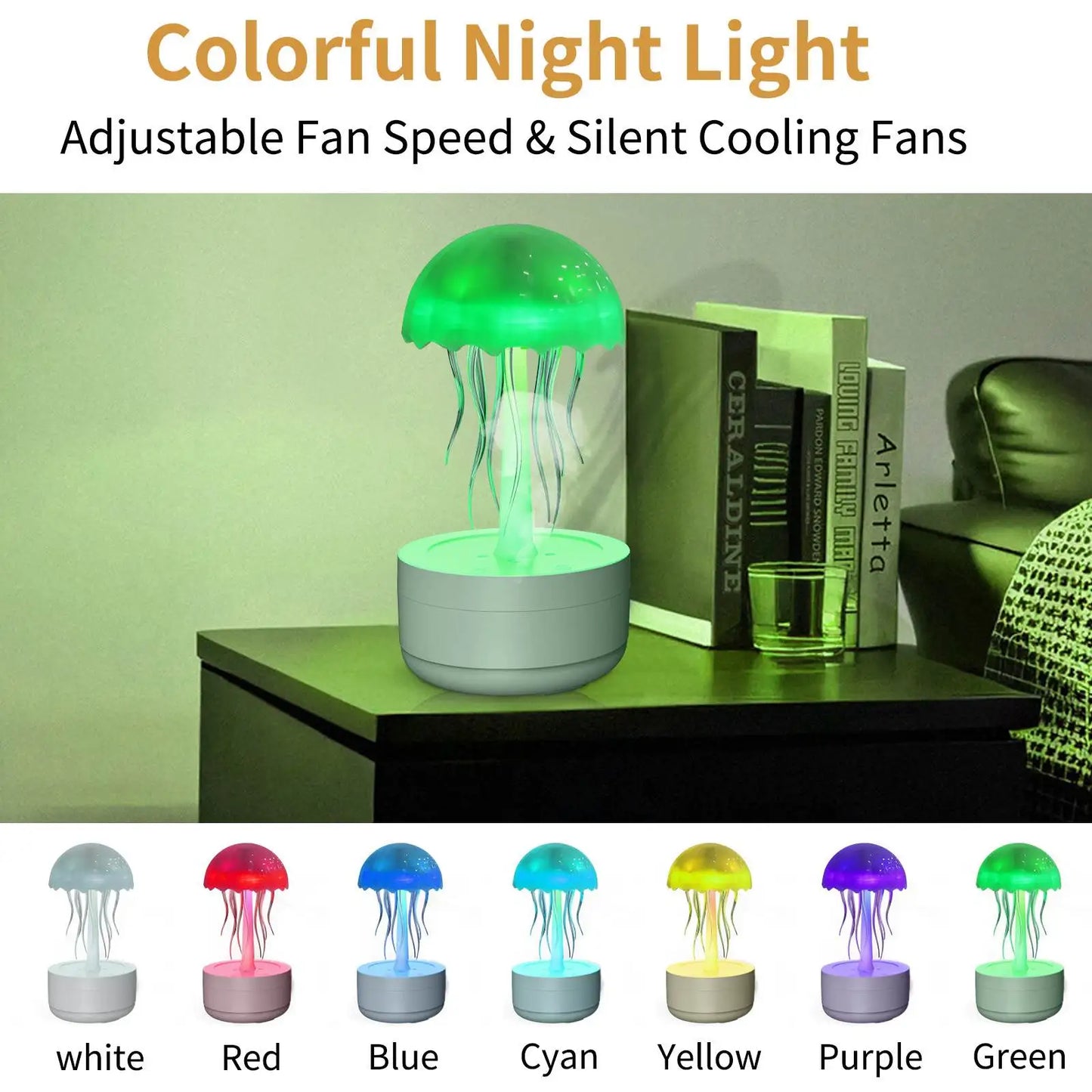 Humidificateur d'air USB à méduses, diffuseur d'arôme, purificateur, pulvérisateur de brume, veilleuse rotative colorée essentielle pour chambre à coucher