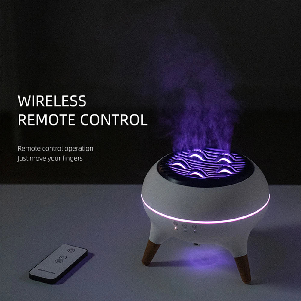 Diffuseur dynamique d'arôme de méduse, humidificateur d'air à flamme, avec lumières ambiantes dégradées colorées, diffuseur d'aromathérapie télécommandé