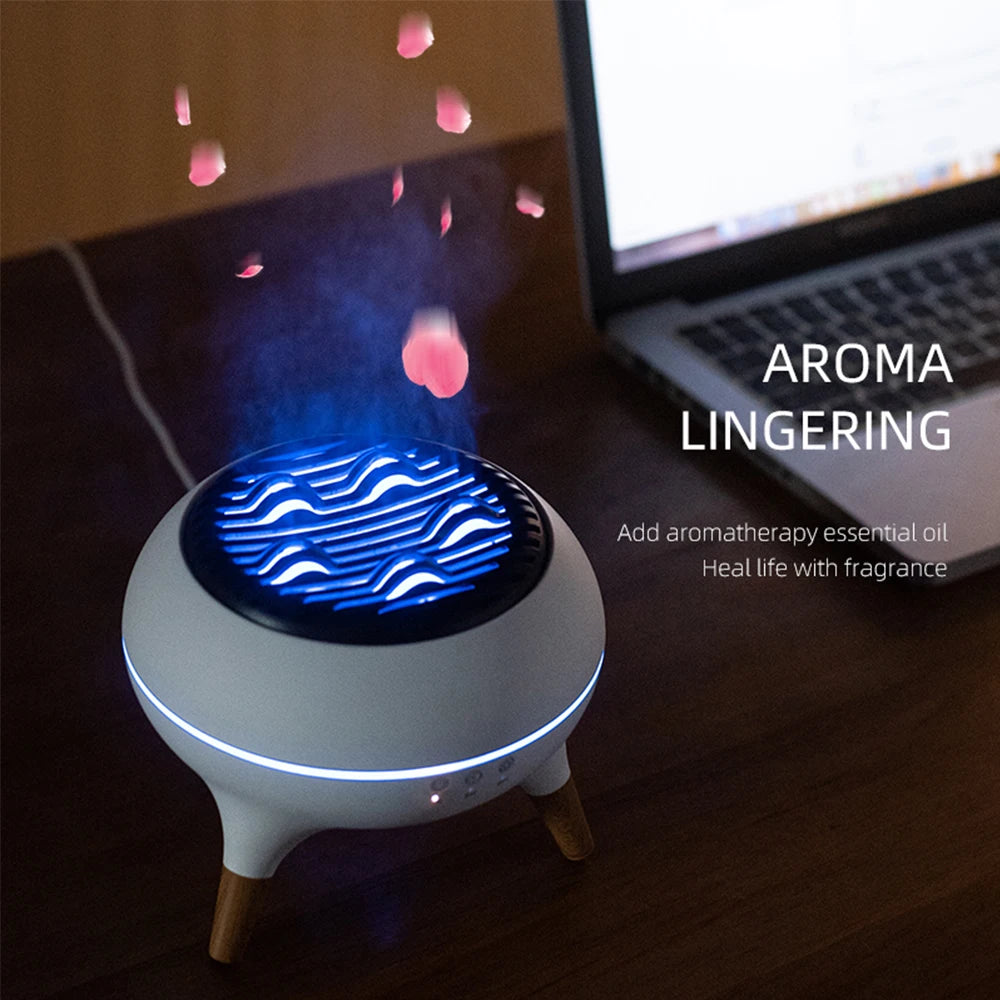 Diffuseur dynamique d'arôme de méduse, humidificateur d'air à flamme, avec lumières ambiantes dégradées colorées, diffuseur d'aromathérapie télécommandé