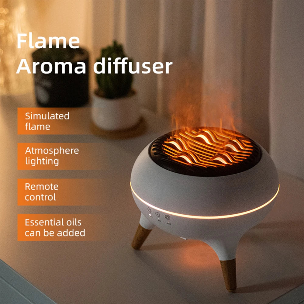 Diffuseur dynamique d'arôme de méduse, humidificateur d'air à flamme, avec lumières ambiantes dégradées colorées, diffuseur d'aromathérapie télécommandé